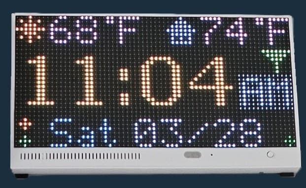 Official WxVision device image showing the clock screen